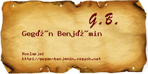 Gegán Benjámin névjegykártya